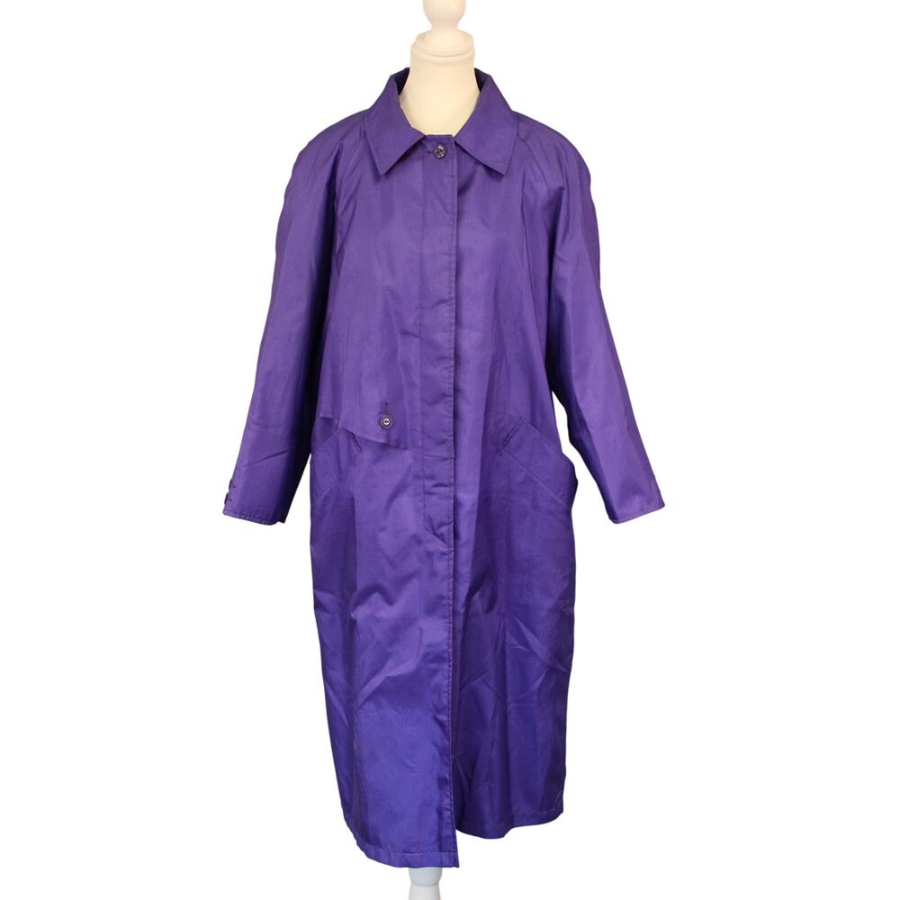 VTG Purple Trench Coat Forecaster Boston Women's Long SZ 7/8 *see pics